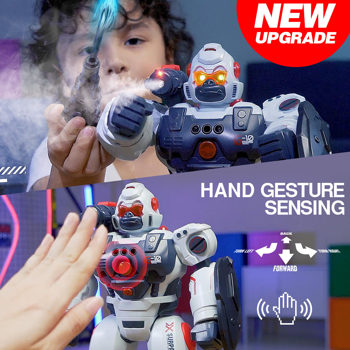 RC Robot Toy for Kids, Gesture Sensing Remote Control Smart Robot with Spray, Walking Dancing Programmable, Birthday Gift for Boys Ages 6+
