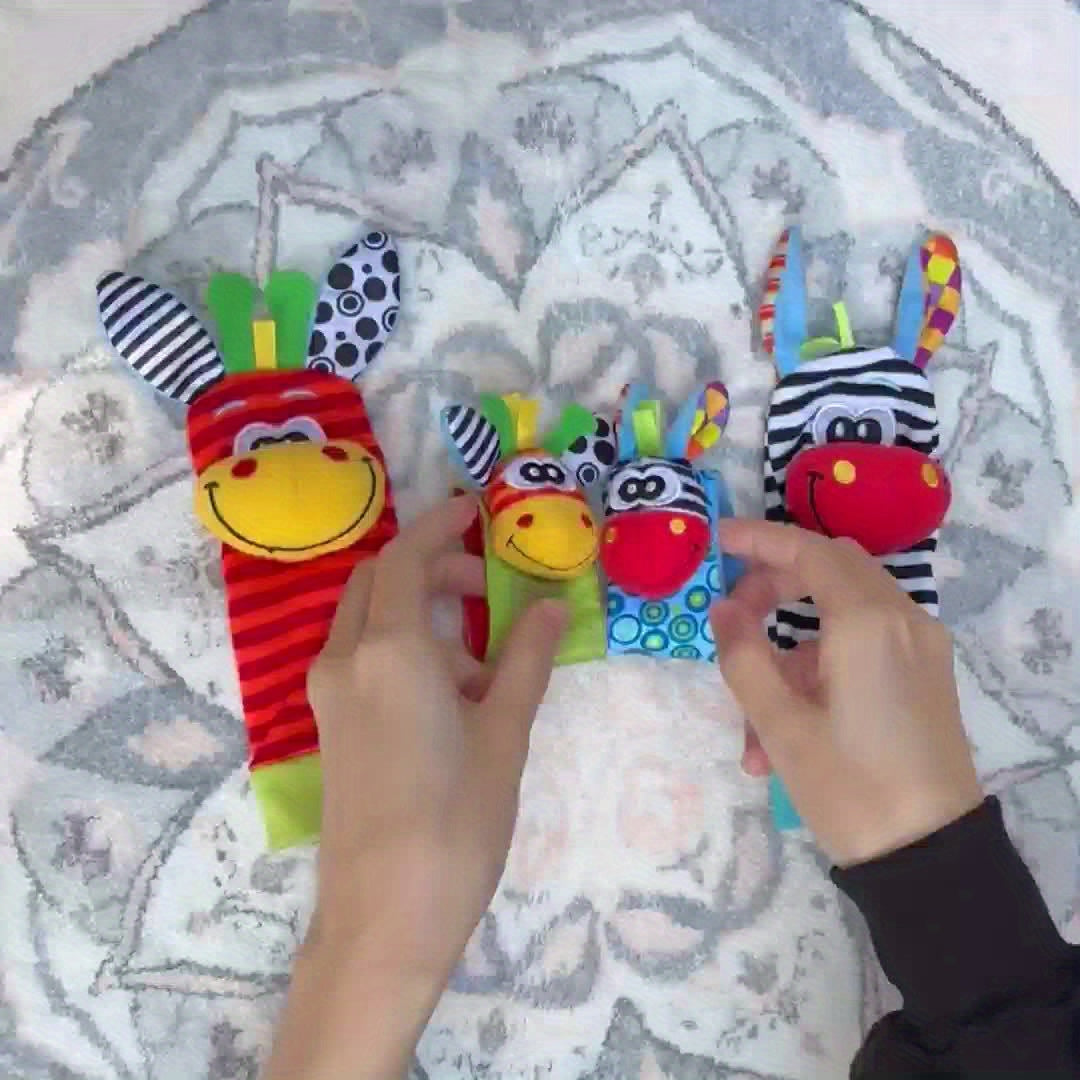 Baby Wrist Bell Rattle Socks - Newborn Cartoon Animal Wrist Rattles & Socks Set, Soft Colorful Sensory Toy for Infants Boys Girls, Baby Shower Birthday Gift