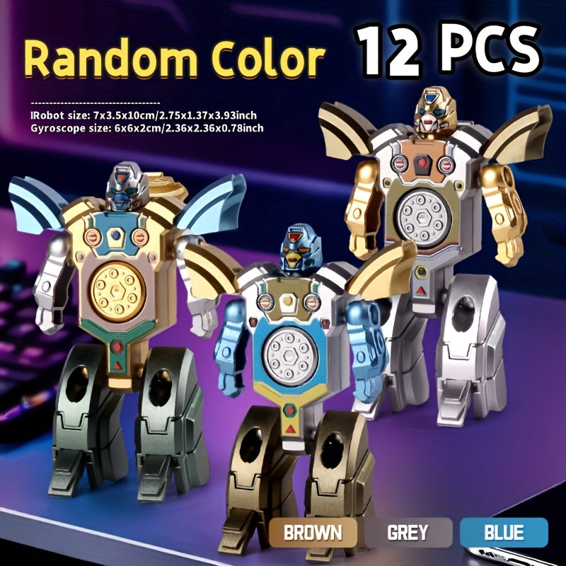 Deformation Robot Fidget Spinner Bulk Pack 12 21 30pcs Finger Gyroscope Random Color ABS – Fingertip Gyro Stress Relief Toy for Kids & Adults, Easter Party Favor Gift