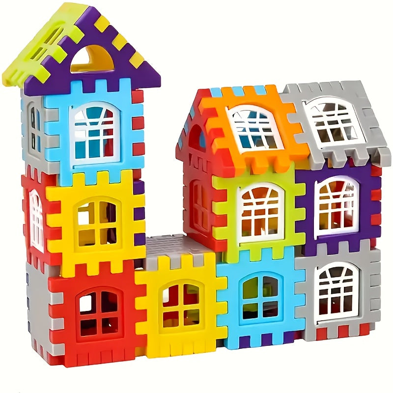 140pcs House Building Blocks Set STEM Colorful Interlocking Bricks with Window Roof Pieces Preschool Construction Toy for Boys Girls Ages 3+ Birthday Christmas Gift