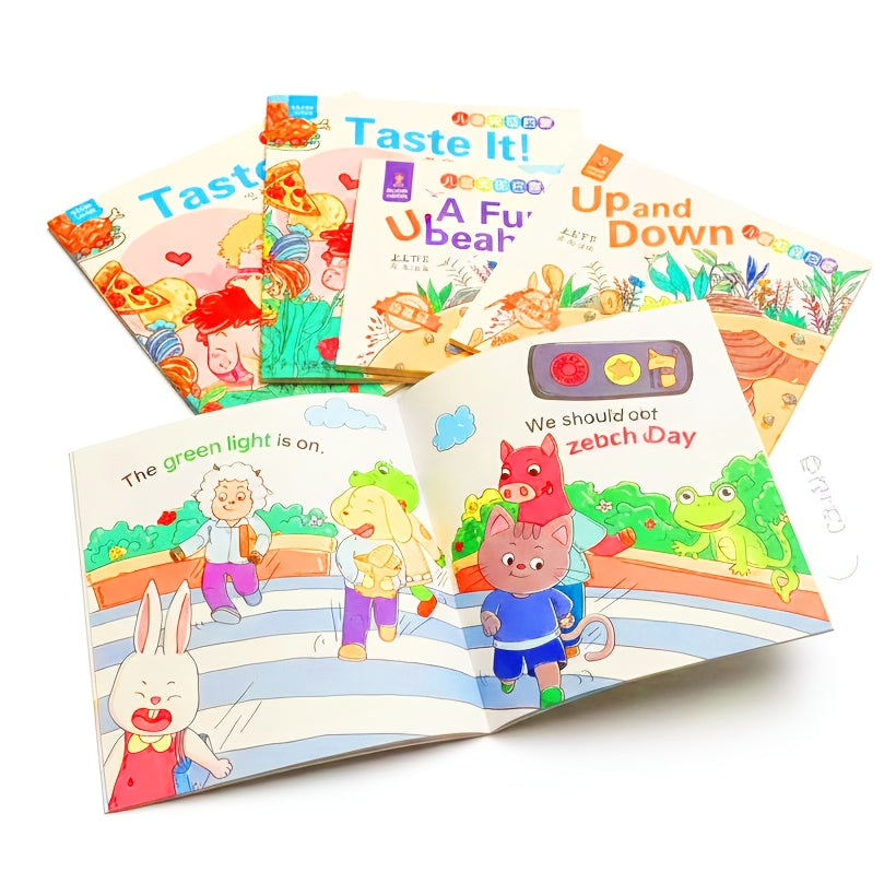 Hardcover English Story Picture Books for Kids 10-Pack – Large Print Eye-Protection Comic-Style Scenes Beginner English Learning for Toddlers & ESL