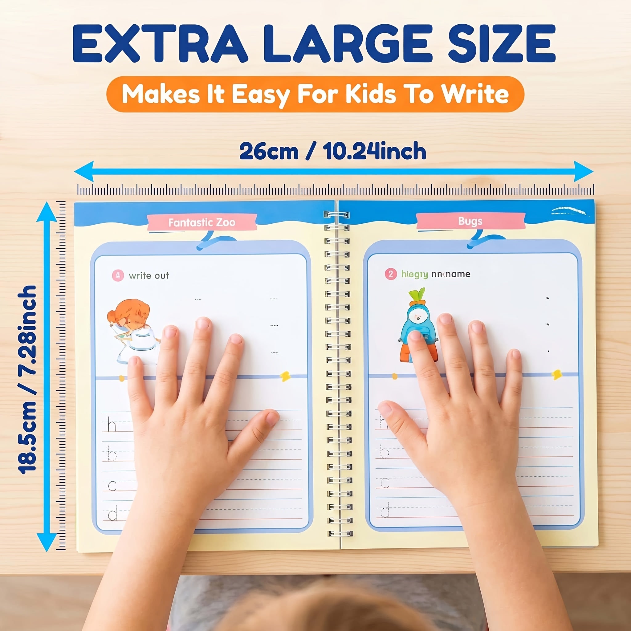 Reusable Magic Grooved Handwriting Workbook Set for Kids Ages 3-8 – 7-in-1 Writing Practice Books with Letters, Numbers, Math & Drawing, 500+ Rewrites, Preschool Learning Gift