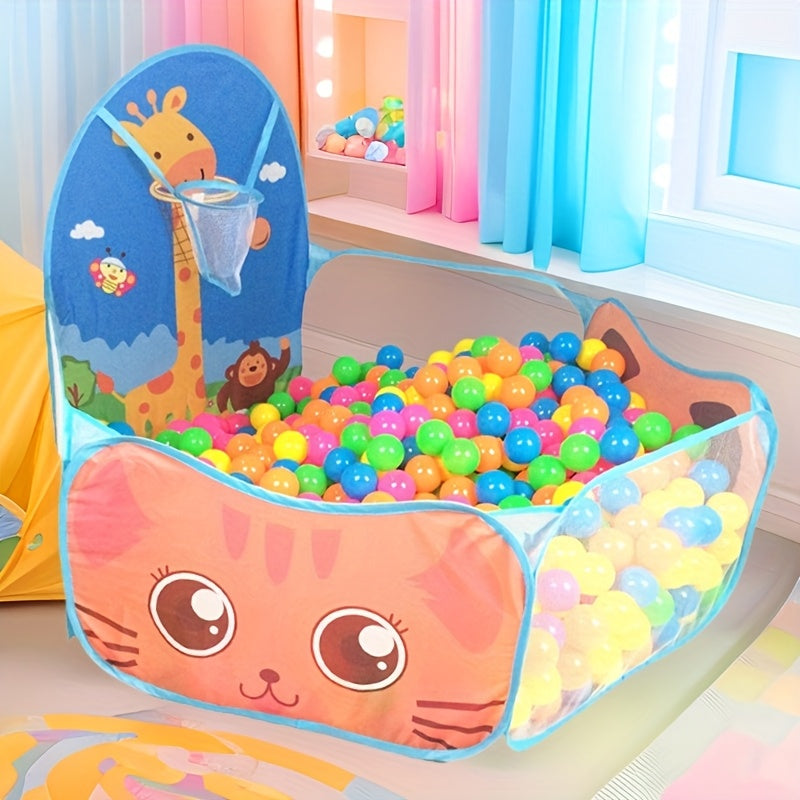 Ball Pit Pop-Up Tent with Basketball Hoop Giraffe Design – Instant Setup Indoor Outdoor Play Tent for Toddlers Boys Girls Holiday Gift (Balls Not Included)