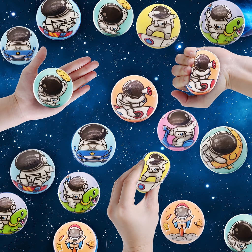 Squishy Astronaut Stress Balls 24 Pack – 2.5" Colorful Sensory Squeeze Toys for Kids, Party Favors & Goodie Bag Stuffers