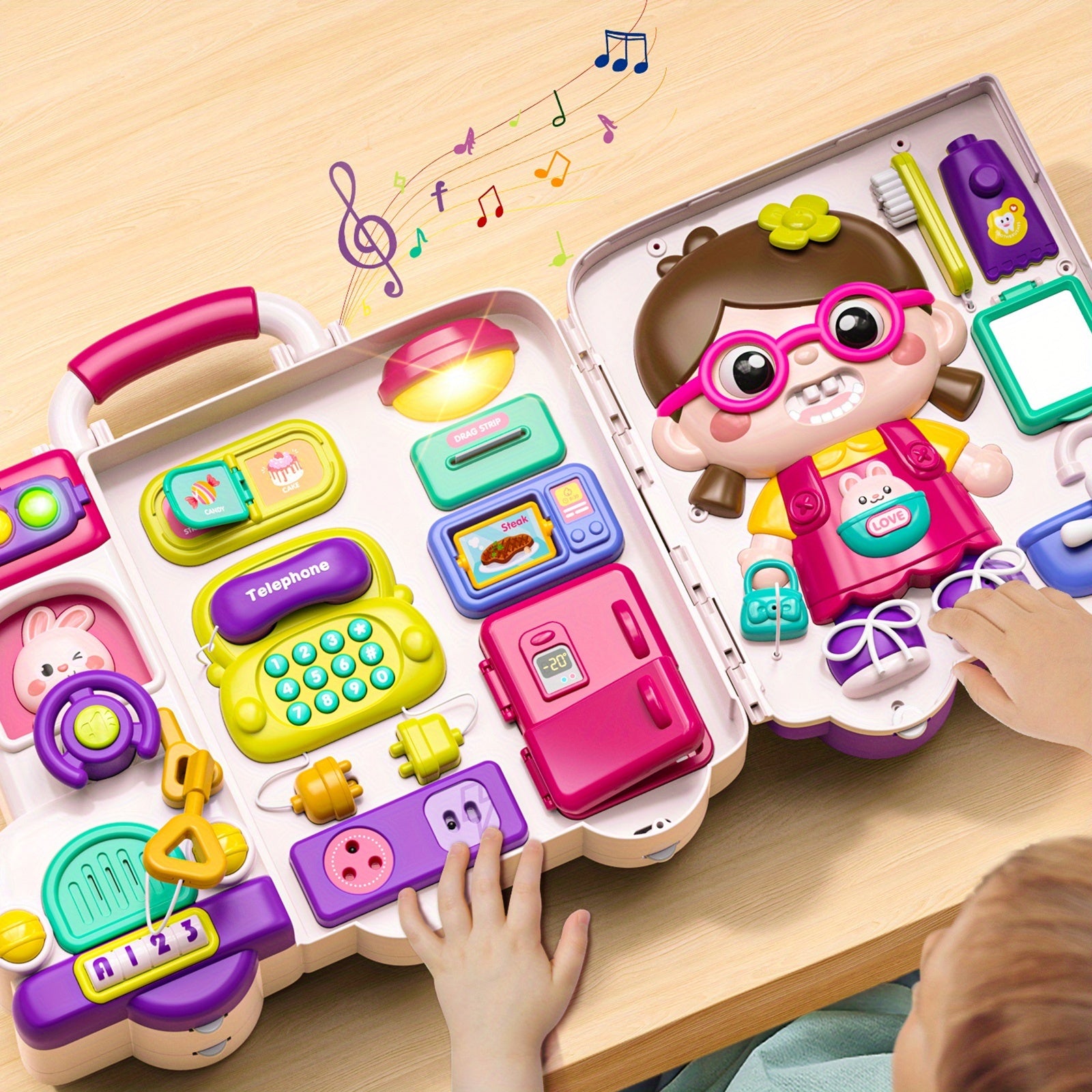 54-in-1 Musical Baby Busy Board for Toddlers - Early Educational Toy with Motor Skills Development, Montessori Activity Board, Birthday Gift for Baby Boys Girls 1-3 Years