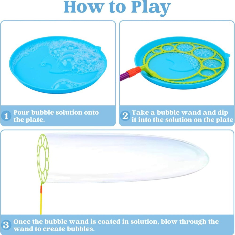 Bubble Wands Set Bulk Pack 30 Pcs - Giant Bubble Blowing Kit for Kids & Adults, Color-Coded Wands with Tray, Non-Toxic, No-Mix Solution-Free