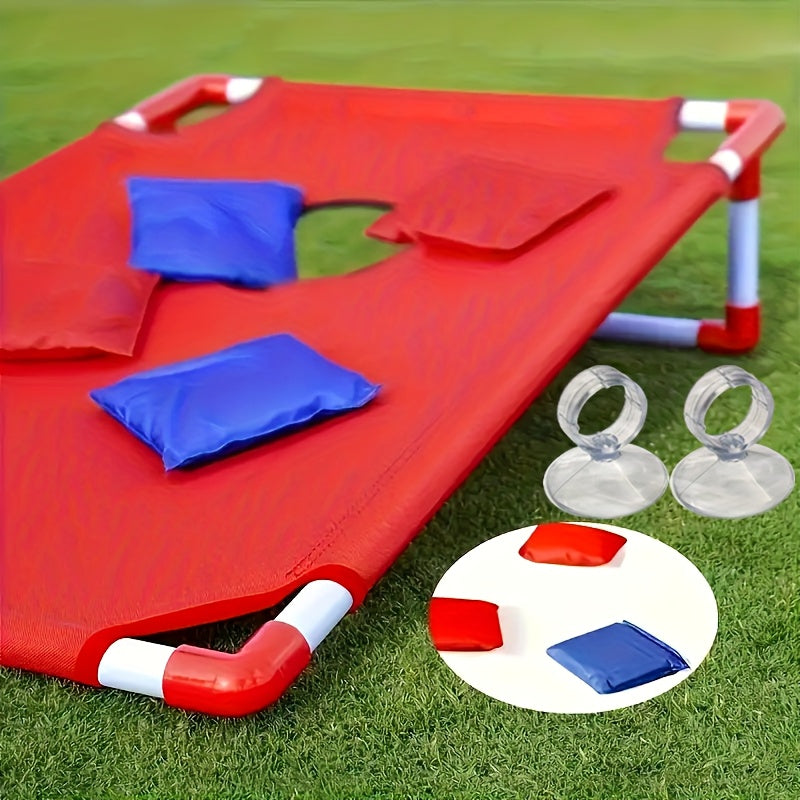 Bean Bag Toss Game Set Portable Cornhole Board – Foldable Outdoor Backyard Game with 12 Bean Bags & Storage Bag – Family Party Camping Lawn Game for Kids & Adults, Red or Blue