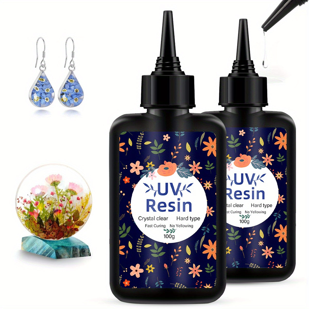 UV Resin Fast-Curing High-Viscosity UV Epoxy Resin for Jewelry Making, Handicrafts & Casting – Transparent, Multiple Sizes 200g to 1000g