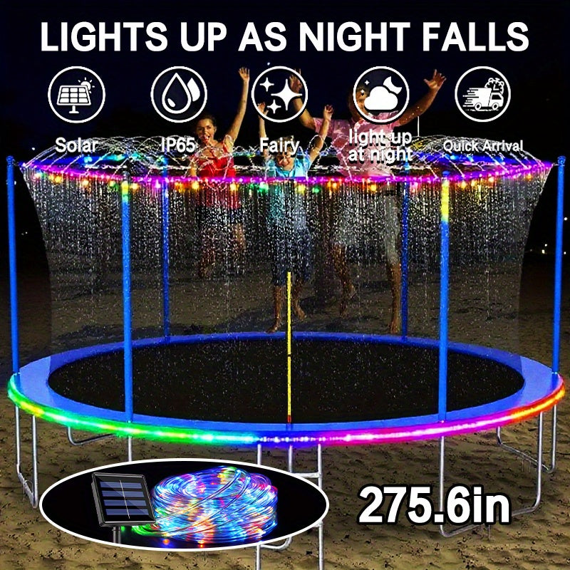 Trampoline Lights Solar Powered LED for 8-16 Ft Trampolines – 50 or 100 LEDs, 8 Modes, IP65 Waterproof Outdoor Rope Lights – Multicolor, White & Blue Glow Trampoline Accessories