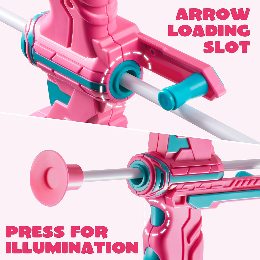 Kids LED Light Up Bow and Arrow Archery Set Ages 6-12 with 9 Suction Cup Arrows Targets Case ASTM Certified Indoor Outdoor Birthday Christmas Gift Boys Girls