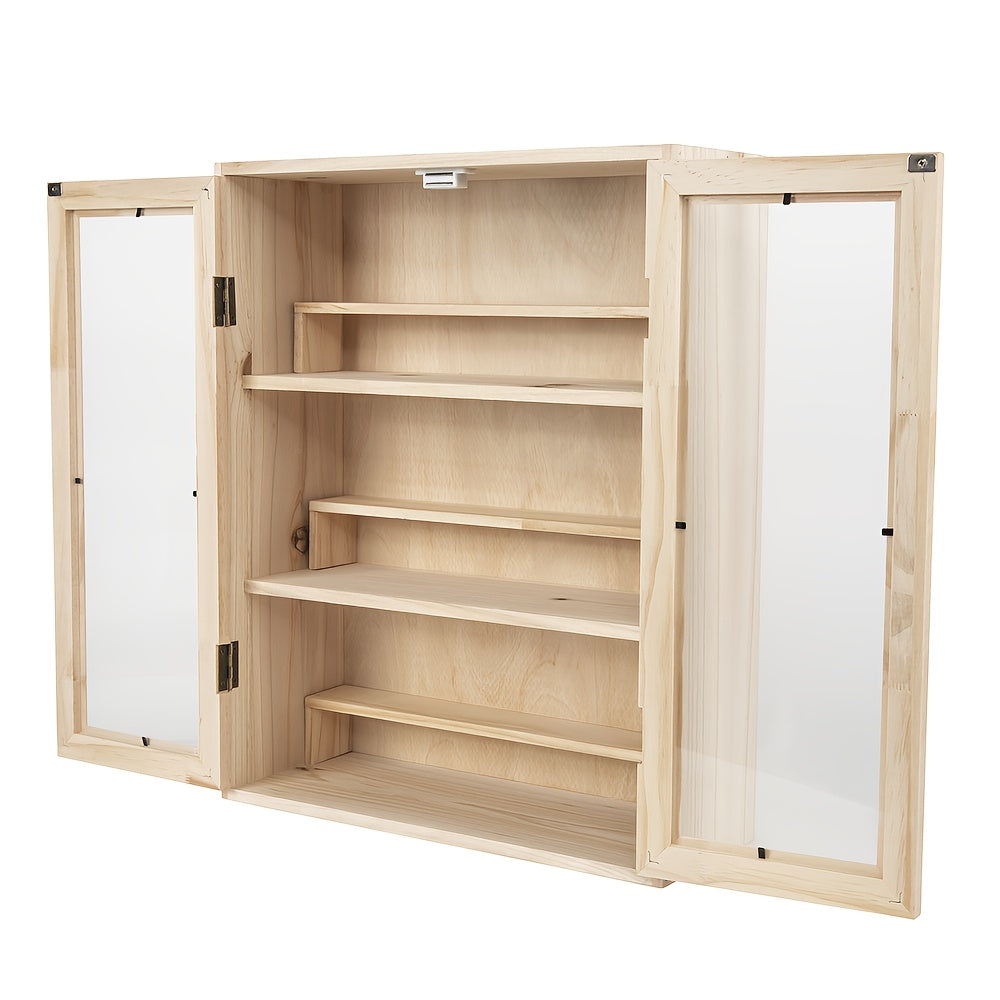 Display Cabinet for Figures & Dolls Solid Wood 6-Tier – Acrylic Door Showcase Shelf for OB11 Doll Action Figure Collectible Storage, Bedroom Living Room