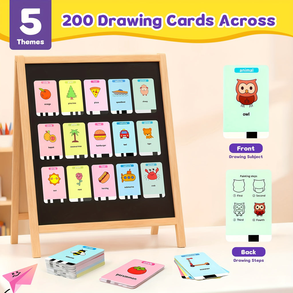 Drawing Robot for Kids with 200 Learning Cards & 12 Color Pens – Penguin Art Robot Toy, Interactive STEM Educational Drawing Toy for Boys Girls Ages 3+, USB Charging