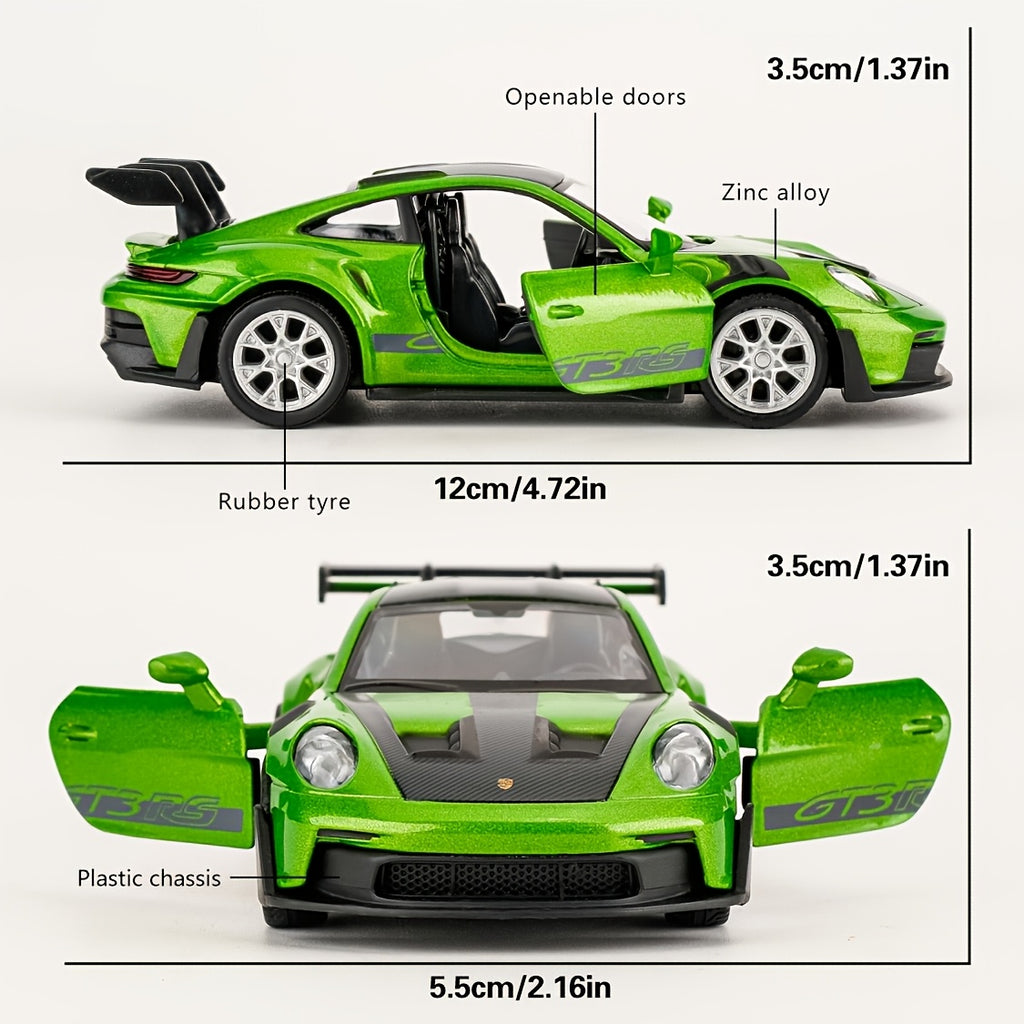 Die-Cast Porsche 911 Model Car – High-Detail Zinc Alloy Collectible Display Piece for Adults, Home & Office Decor, Car Lover Birthday Christmas Gift, Blue White Green Grey