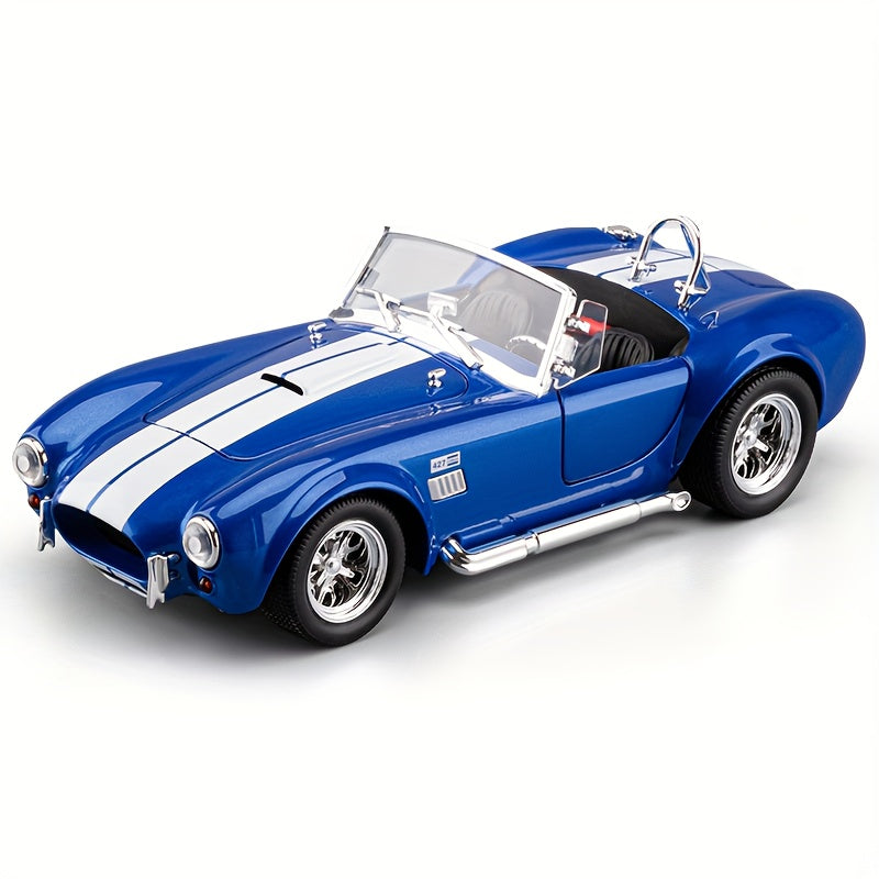 1:22 Scale Shelby Cobra Vintage Die-Cast Model Car Zinc Alloy Openable Doors Static Display Collectible Gift for Car Enthusiasts Home Office Desk Decor