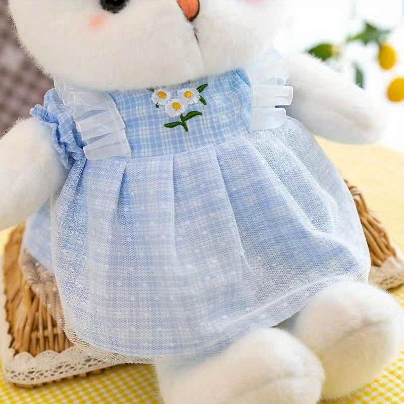 Easter Bunny Plush Toy with Bow - Cute Soft Stuffed Rabbit Doll, Adorable Bunny Plushie for Easter Basket, Birthday Valentine's Day Gift for Kids Girls Women
