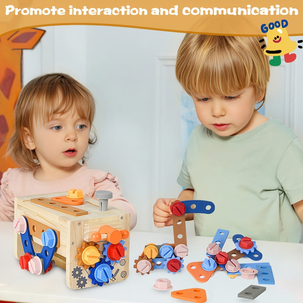 Kids Wooden Tool Set 39pcs STEM Pretend Play Construction Toy with Toolbox & Vest Boys Girls Ages 3+ Birthday Gift
