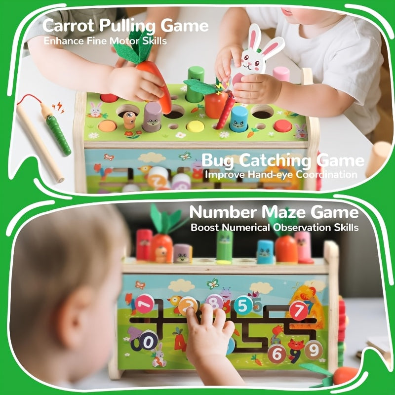 7-in-1 Wooden Hammer Game Toy with Xylophone for Toddlers 12 Months+ - Educational Sports Puzzle Learning Toy Birthday Christmas Easter Gift for Kids