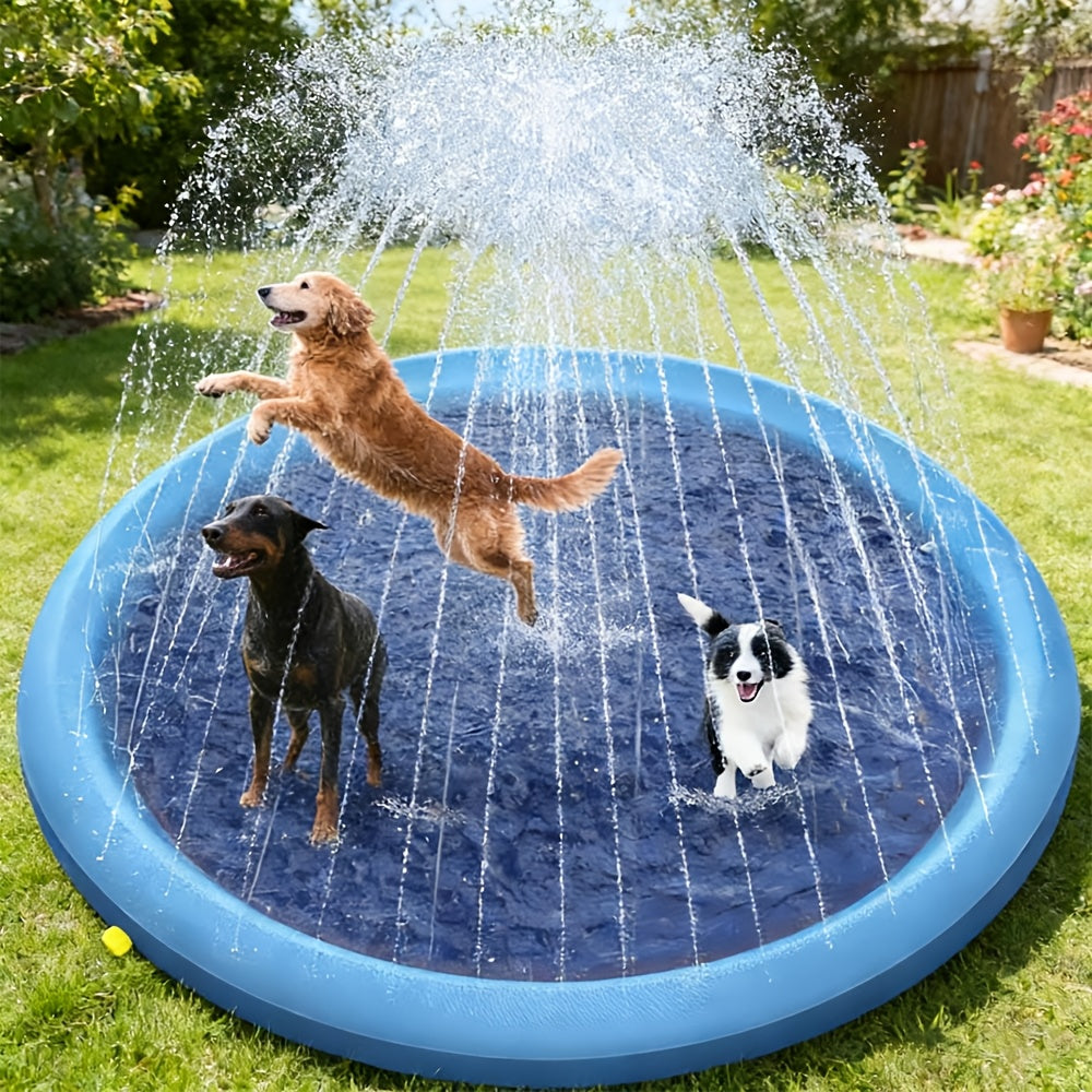 Splash Pad for Large Dogs – Extra Thick 0.6mm Non-Slip Dog Sprinkler Pool & Cooling Mat, Heavy Duty Outdoor Summer Water Play Fountain for Jumbo Breeds
