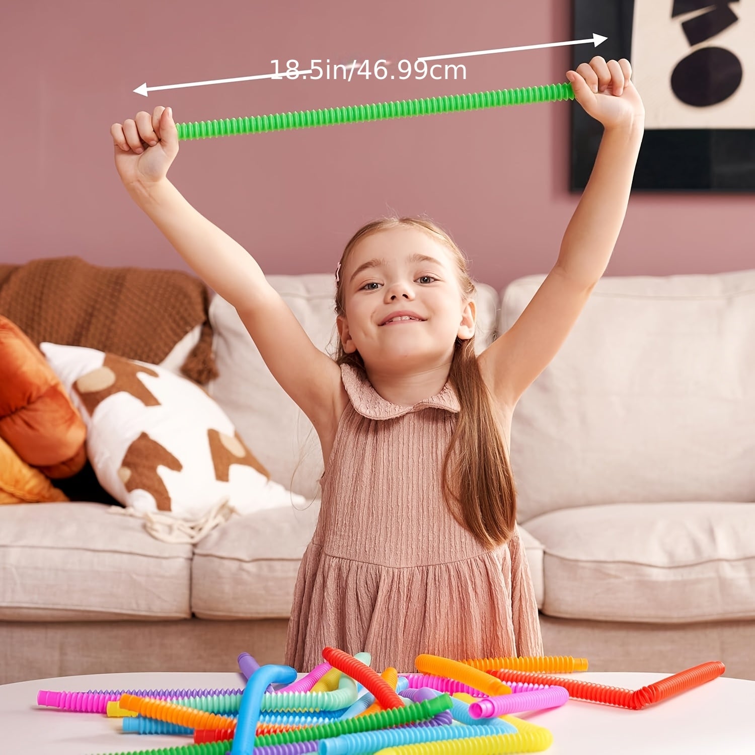 Pop Tubes Bulk 72 Pack Fidget Sensory Toys – Connectable Extendable Stress Relief Tubes Party Favors for Classroom Halloween Christmas Easter Birthday Goodie Bag