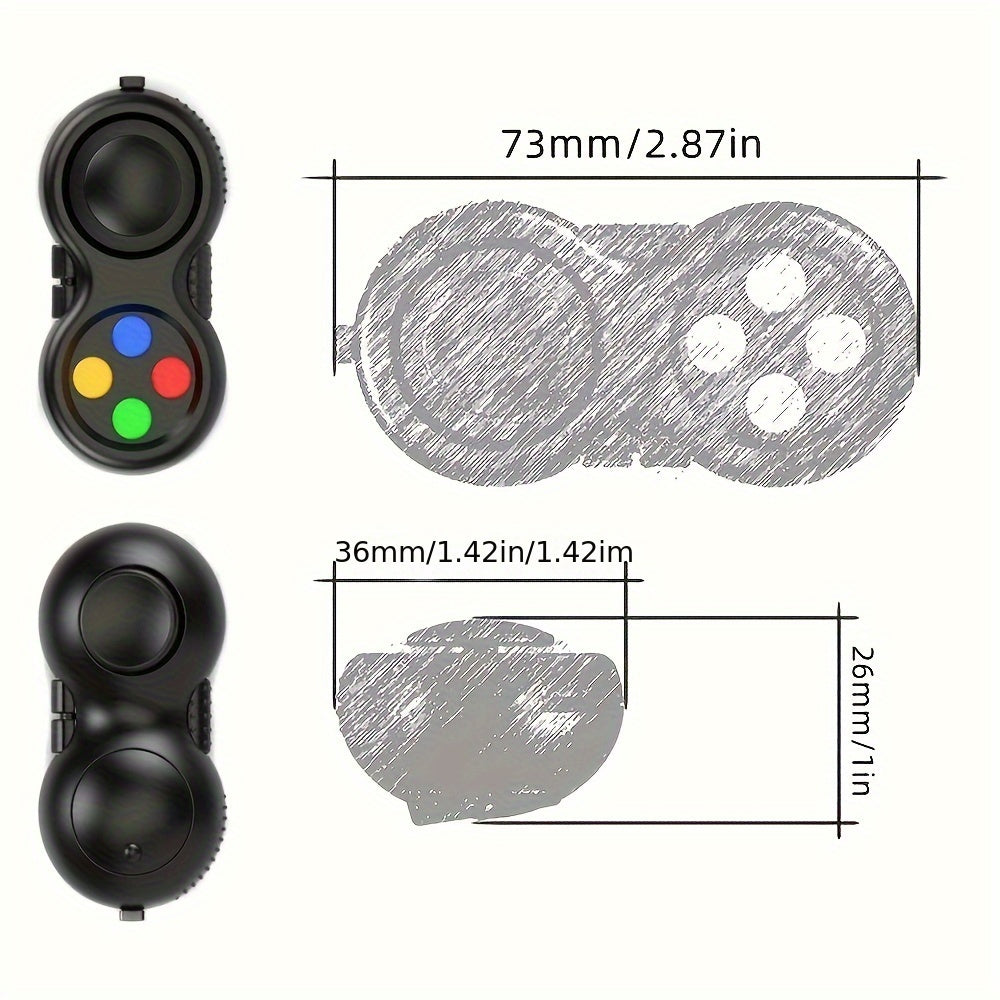 8-in-1 Retro Handheld Fidget Controller Toy 3pcs Set – Clickable Buttons Joystick Massage Roller Stress Relief Sensory Toy for Kids Teens Adults ADHD Anxiety Focus
