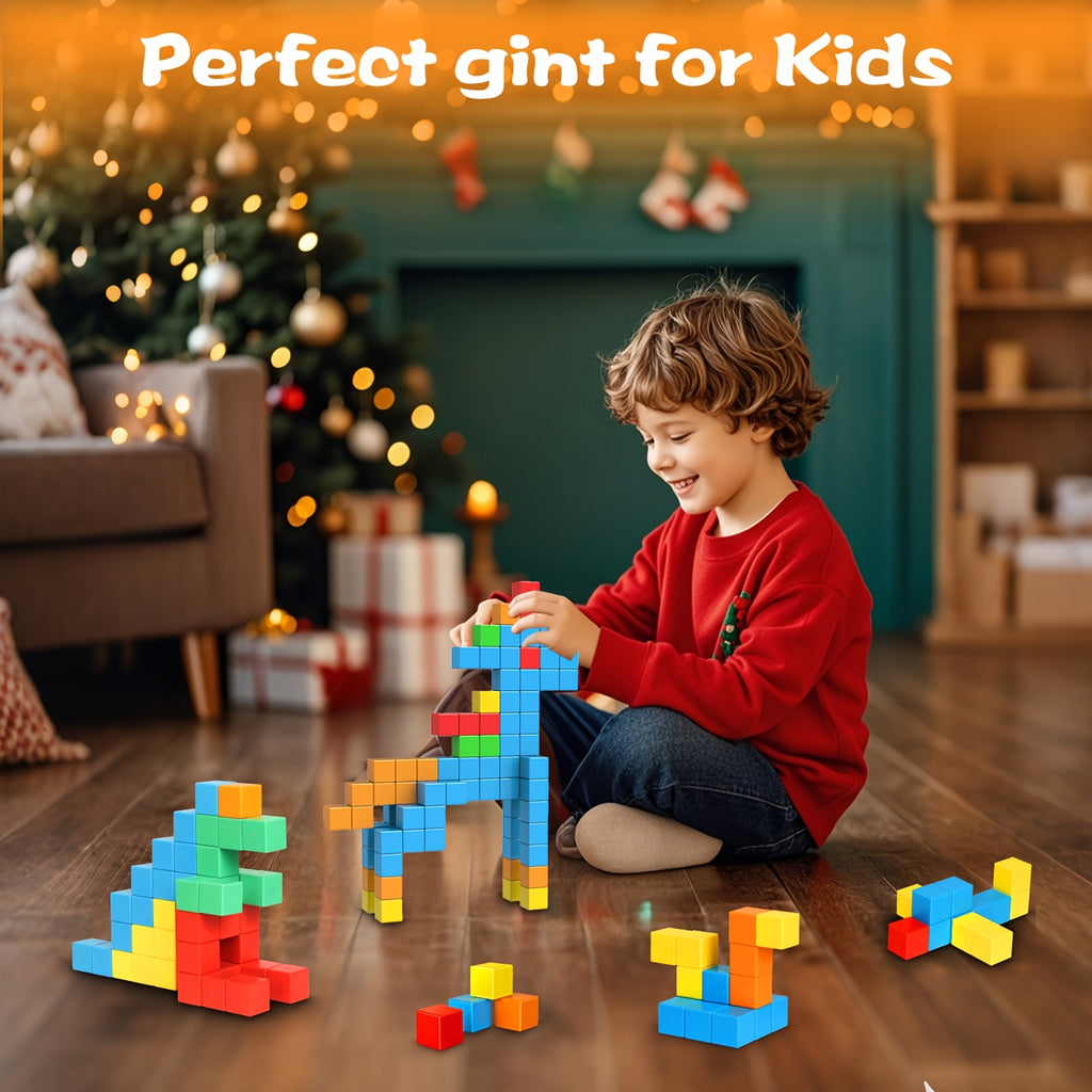 Magnetic Building Blocks for Toddlers 35 Piece STEM Sensory Cube Set – Rainbow Colors Activity Booklet for Kids Ages 3-5, Educational Construction Toy Bath-Safe Gift for Boys & Girls