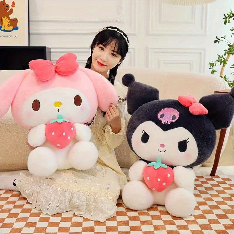 My Melody Sanrio Plush Toy 9.84 Inch – Sitting Strawberry Kuromi Melody Stuffed Animal Doll, Kawaii Sanrio Gift for Girls Girlfriend Birthday Holiday Room Decor