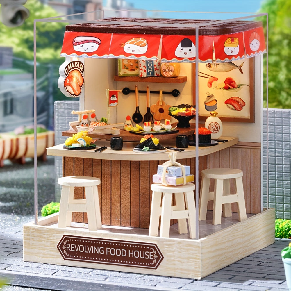DIY Wooden Dollhouse Kit with Dust Cover – Handmade Miniature Puzzle Tiny House with Furniture for Teens Adults Christmas Birthday Gift