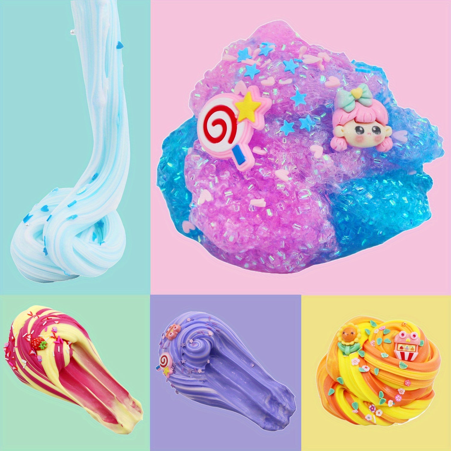 Slime Kit 12 Cups Fruit Color Mud Set - Soft Mixed Slime Making Kit for Girls Boys Party Toy Birthday Gift Creative Play