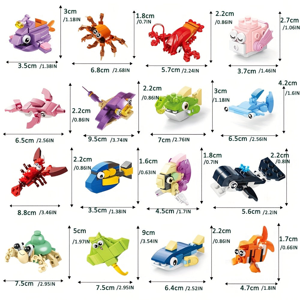 Ocean Building Blocks Mini Party Favors 30-Pack for Kids – Marine-Themed Brick Set for Boys & Girls, Birthday Goodie Bags, Classroom Prizes, Stocking Stuffers
