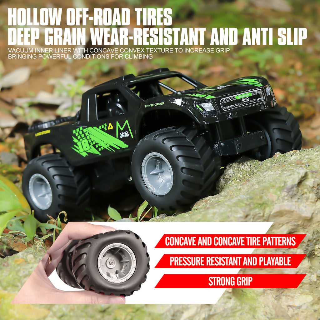 Amphibious RC Monster Truck 1:16 Scale 4WD Waterproof - 2 Rechargeable Batteries, All Terrain Off-Road RC Car for Kids Boys Ages 4-7, Birthday Gift