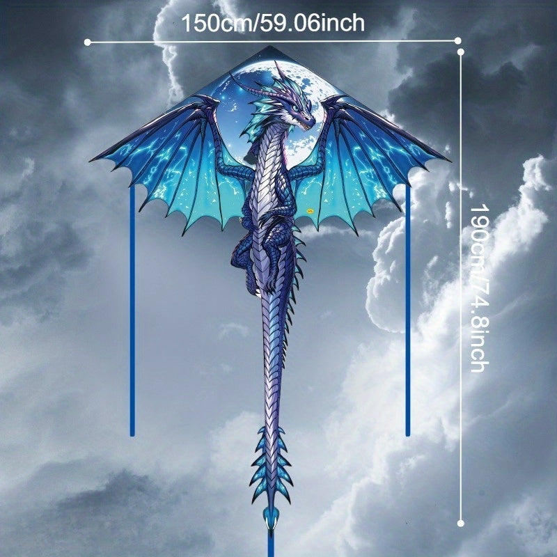 3D Dragon Kite Evil Dragon Design for Kids Adults - Durable Polyester Outdoor Beach Park Flying Kite Red Blue - Birthday Christmas Gift for Dragon Fans