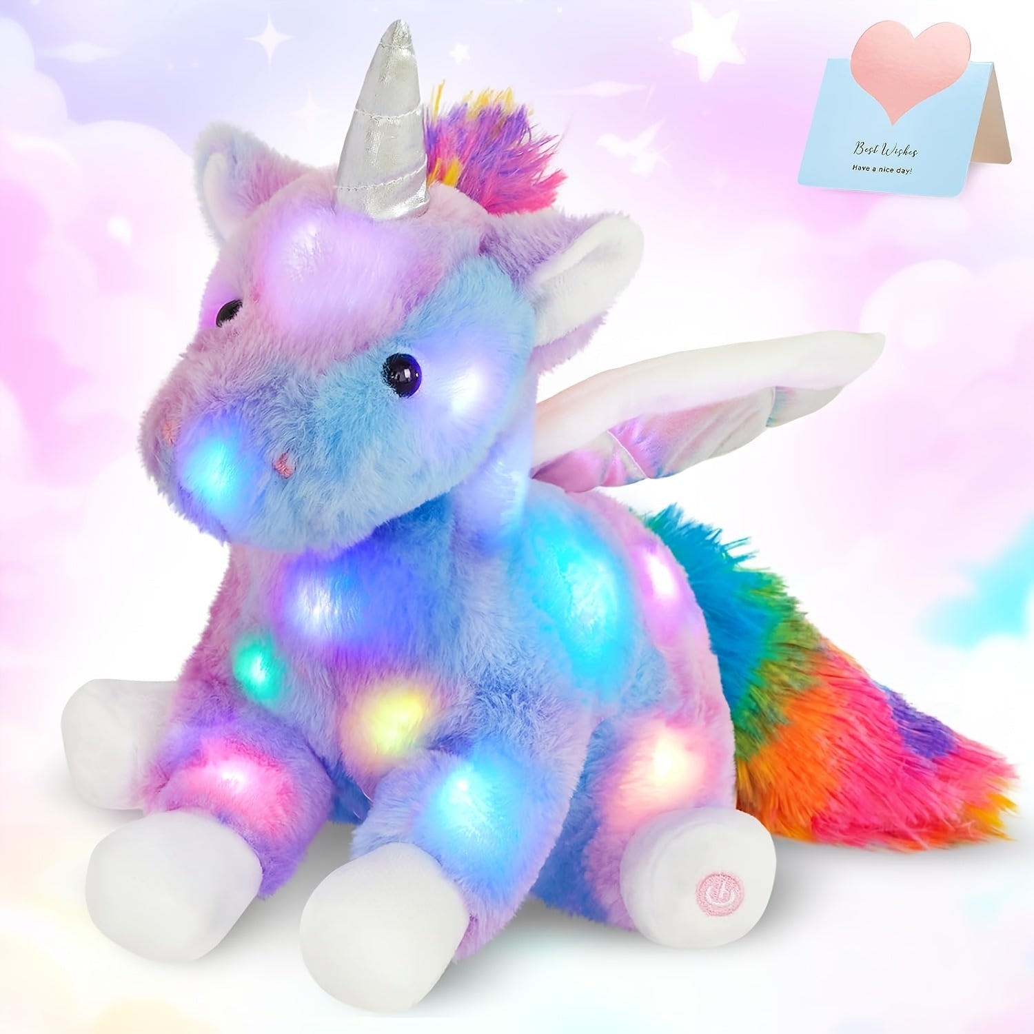 Glowing Unicorn Plush Toy with Music – Rainbow Light Up Stuffed Unicorn, Glow in the Dark Unicorn Stuffed Animal Gift for Kids Girls Birthday Christmas
