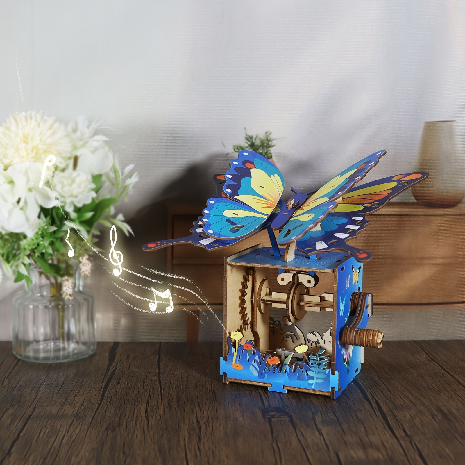 3D Wooden Puzzle Music Box You Are My Sunshine, Butterfly Hand Handmade Assembly Model Kit, Unique Christmas Birthday Holiday Gift for Women Girls & Music Lovers