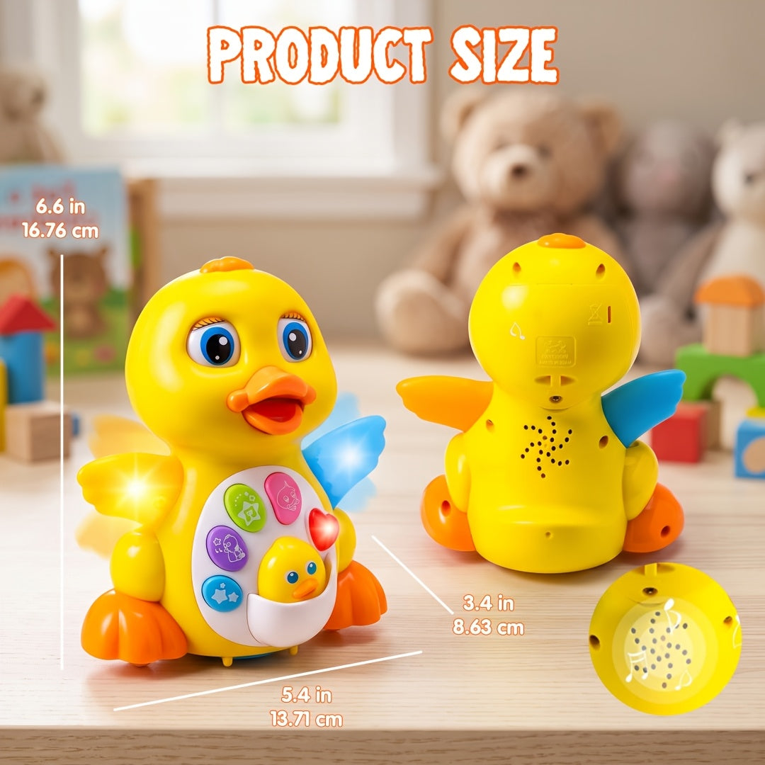 Dancing Walking Duck Toy with Music and Lights for Baby Toddlers 6 Months+ - Light-Up Musical Learning Toy, 5 Buttons 7 Melodies, Sensory Development, Christmas Birthday Gift for Infant Kids