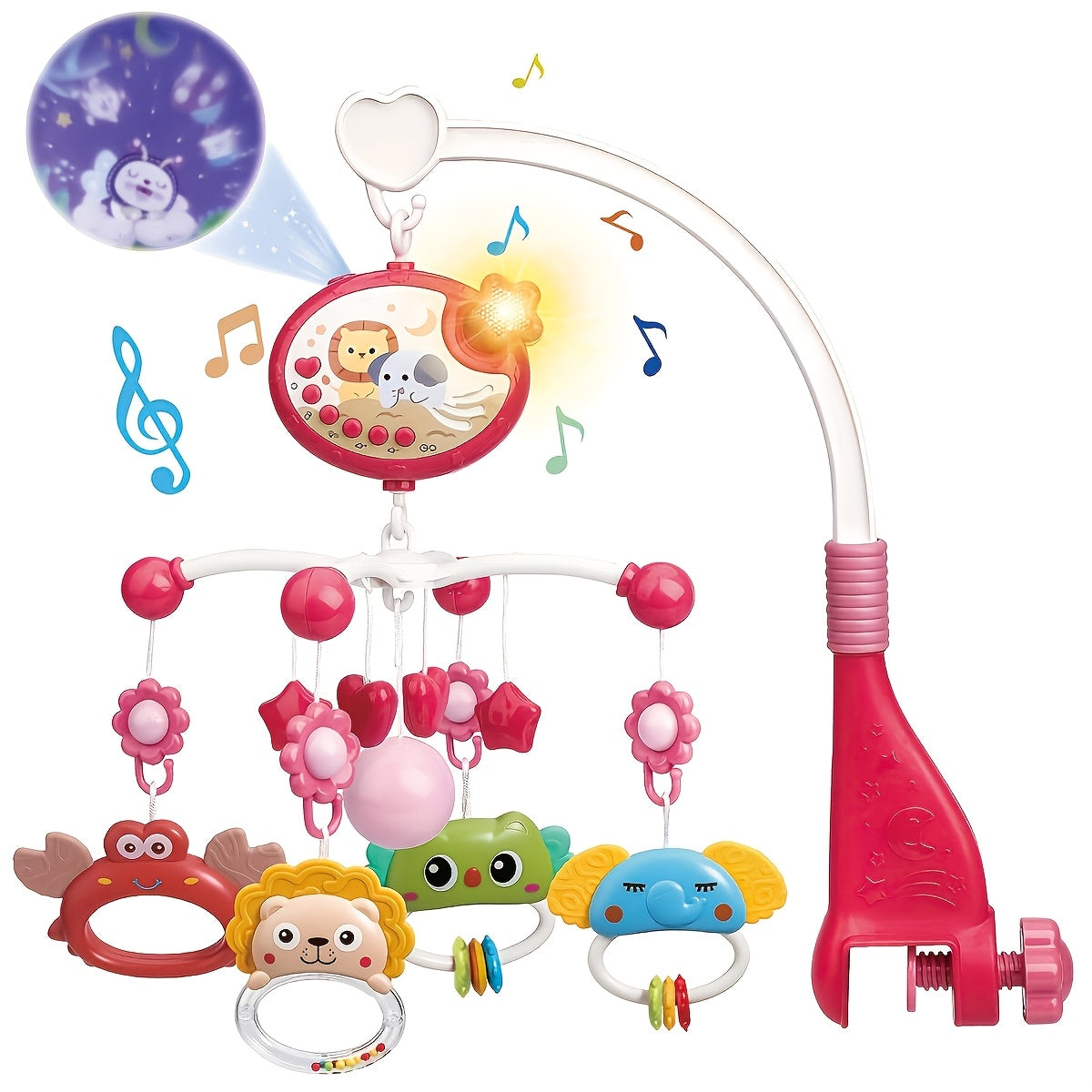 Baby Crib Bell Musical Hanging Toy - Crib Mobile with Music & Lights, Spinning Bell for Baby Bed, Portable Crib Toy for Boys Girls, Christmas Birthday Gift for Newborns Infants