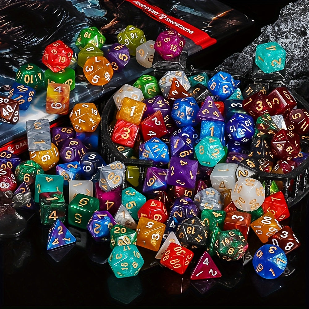 141pcs DND Polyhedral Dice Set 20 Complete 7-Die Sets Double Color Acrylic Dice with Velvet Bag for D&D RPG MTG Pathfinder Tabletop Games Halloween Christmas Gift