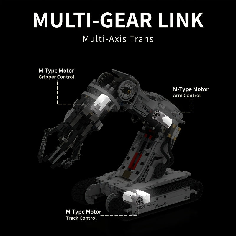 1468-Piece Robotic Arm Building Block Set Remote Control - Mechanical Tech Arm 3-Claw 8-Way Control Gear Linkage, ABS STEM Engineering Toy for Adults Teens, Unique Birthday Christmas Gift