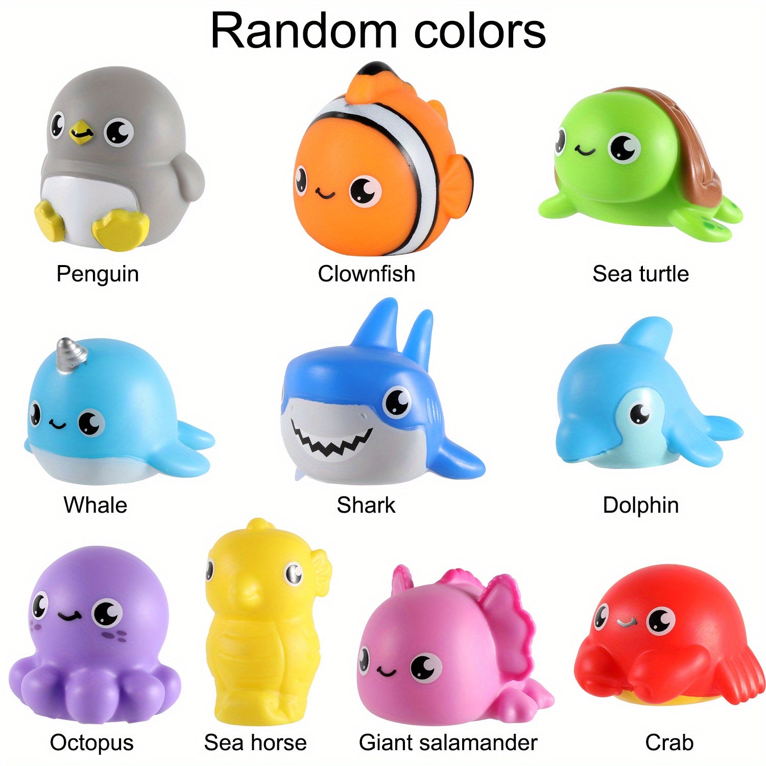Light Up Bath Toys Sea Animals for Baby Toddlers - Glow in Water Bathtub Pool Toy Set 2 6 8 10 Pcs, Colorful Ocean Animal Water Toys, Birthday Gift for Boys Girls
