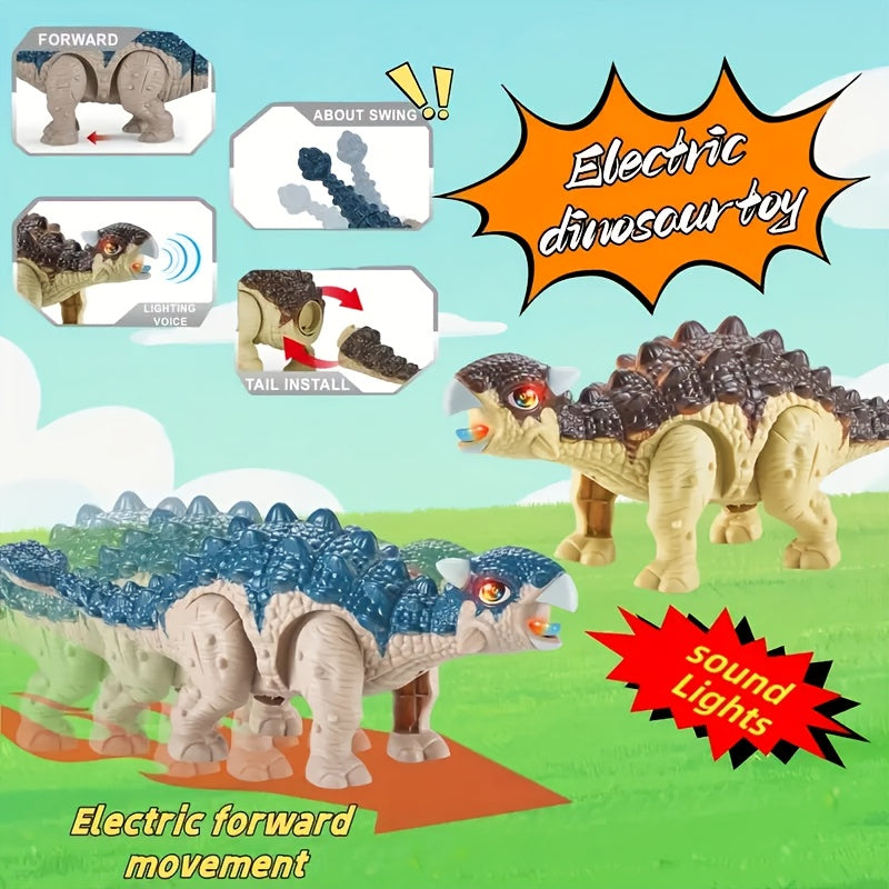 Ankylosaurus Walking Dinosaur Robot Toy Glowing Lights Roaring Sound Automatic Interactive Dino for Kids Ages 3-12 Boys Girls Birthday Christmas Gift