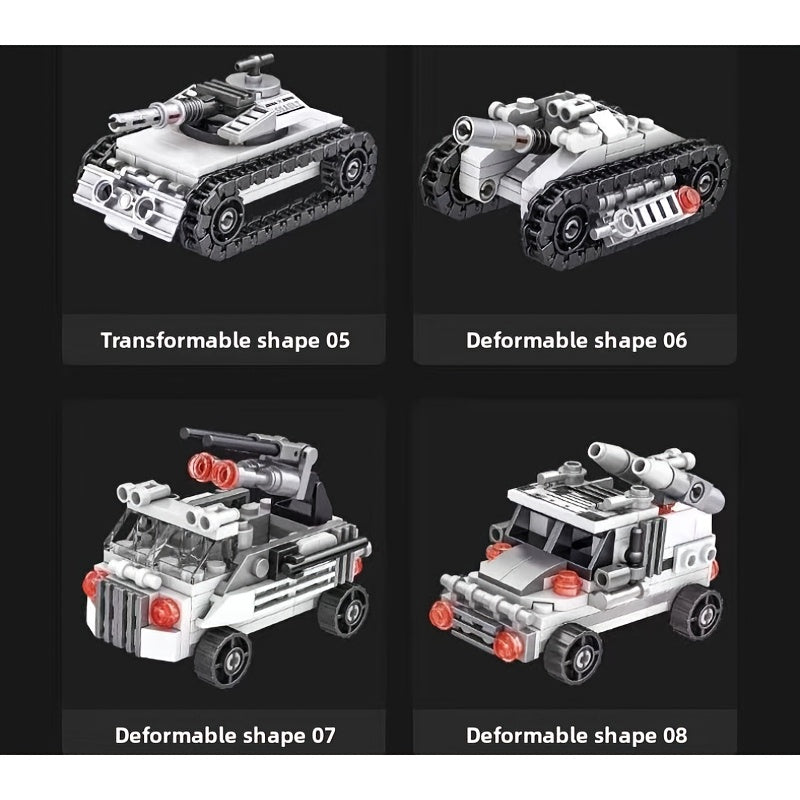Snow Tank Building Blocks Set 1628pcs 8-in-1 Military Armored Vehicle Model Kit for Adults Teens Ages 14 Plus - Christmas Birthday Gift