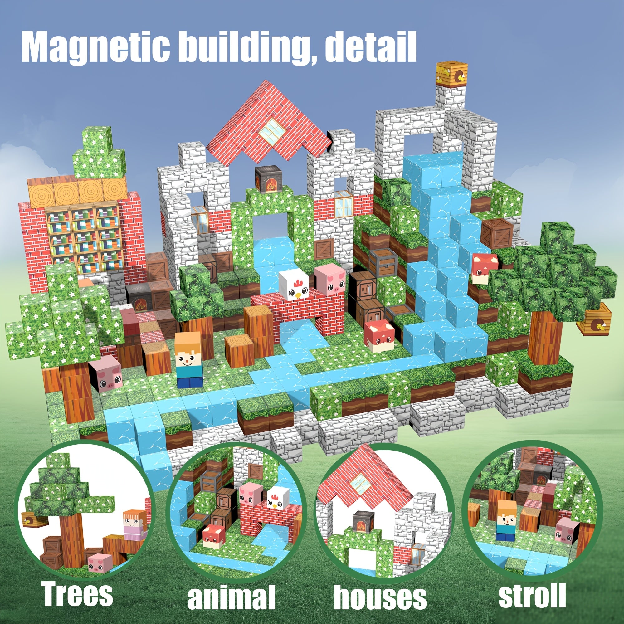 Magnetic Blocks STEM Building Toy for Kids – 48 to 108 Piece Magnetic Tiles Set for Boys & Girls Ages 3-10 – Sensory Educational Construction Toy – Birthday, Halloween & Christmas Gift