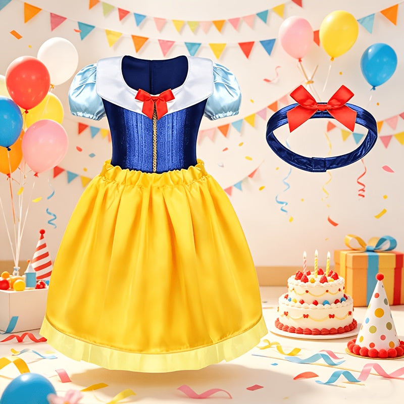 Princess Dress Up Costume Set for Girls 14-Piece, 5 Outfits with Crowns Earrings & Storage Box, Birthday Halloween Gift for Girls Ages 3-6