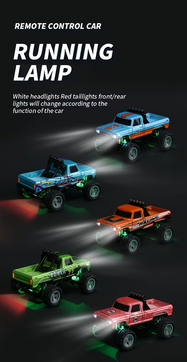 Mini RC Monster Truck 1/64 Scale 2.4GHz Die-Cast Alloy Off-Road Climbing Car with Shock Absorber - High Speed RC Gift for Adults Kids Boys