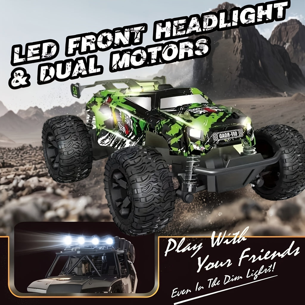 All-Terrain RC Off-Road Car 2.4GHz Durable Alloy Body Remote Control Toy Car Safe Design Rechargeable Kids Boys Ages 3+ Birthday Easter Christmas Gift