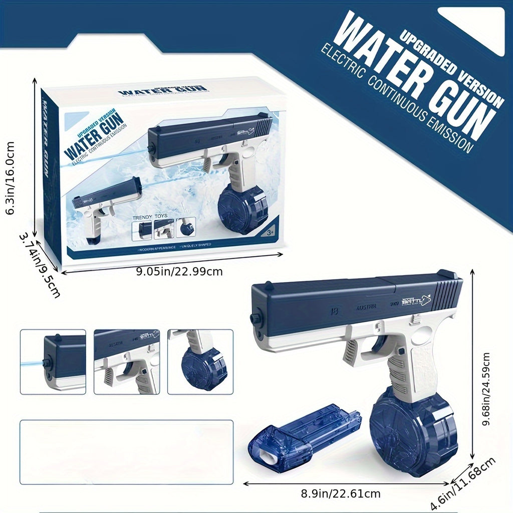 High-Capacity Automatic Water Gun Dual Magazine Long Range Soaker Blaster Ergonomic Grip Kids Summer Pool Outdoor Toy for Boys Girls Birthday Gift Pink Blue