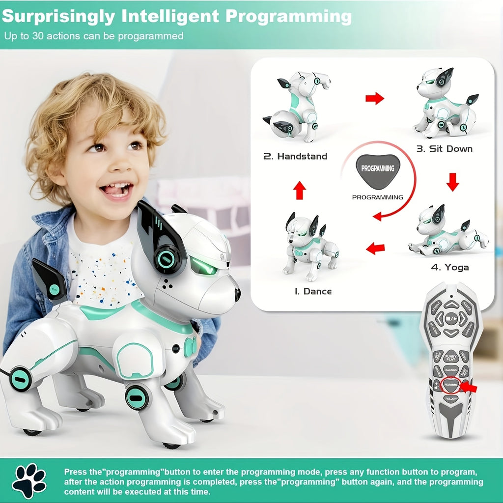 Robot Dog Toy for Kids, Interactive Electronic Pet with Sound & Stunts, AI Programmable Companion, Birthday Gift for Boys Girls Ages 5+