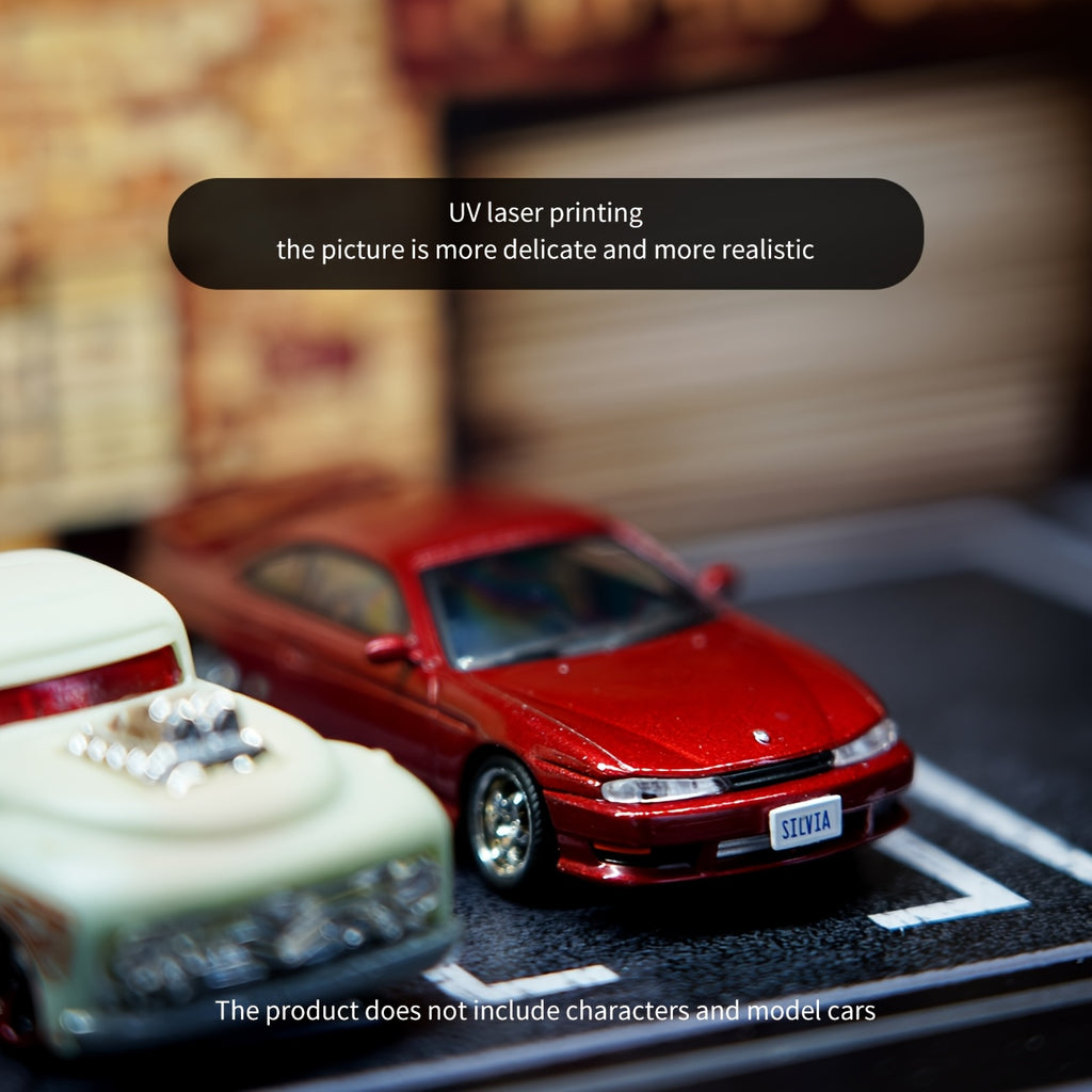 1:64 Diecast Car Display Case LED Lighted Garage Diorama Holds 6 Model Cars Acrylic Dustproof Cover Expandable Showcase Hot Wheels Matchbox Collector Gift