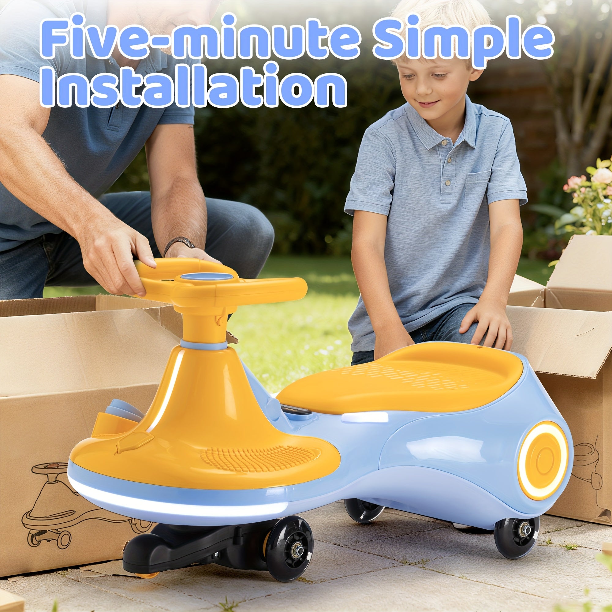 Electric Wiggle Car with Pedal 2-in-1 Rechargeable Swing Car for Kids Ages 3+ - 2 Speed Anti-Rollover Flashing Wheels 140LB Capacity, Indoor Outdoor Ride-On Toy, Birthday Christmas Gift Boys Girls