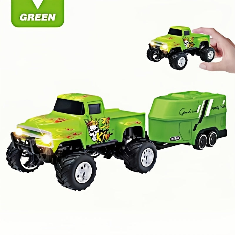 Mini RC Alloy Off-Road Monster Truck 1:64 Scale – 2.4GHz High-Speed Remote Control Crawler with LED Headlights, Street Graffiti Design, Cool Gift for Boys Kids and Adults