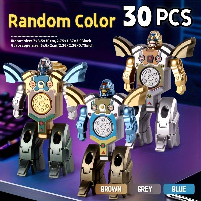 Deformation Robot Fidget Spinner Bulk Pack 12 21 30pcs Finger Gyroscope Random Color ABS – Fingertip Gyro Stress Relief Toy for Kids & Adults, Easter Party Favor Gift